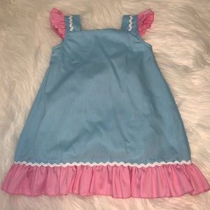 Pink/blue ruffle dress - 18 months